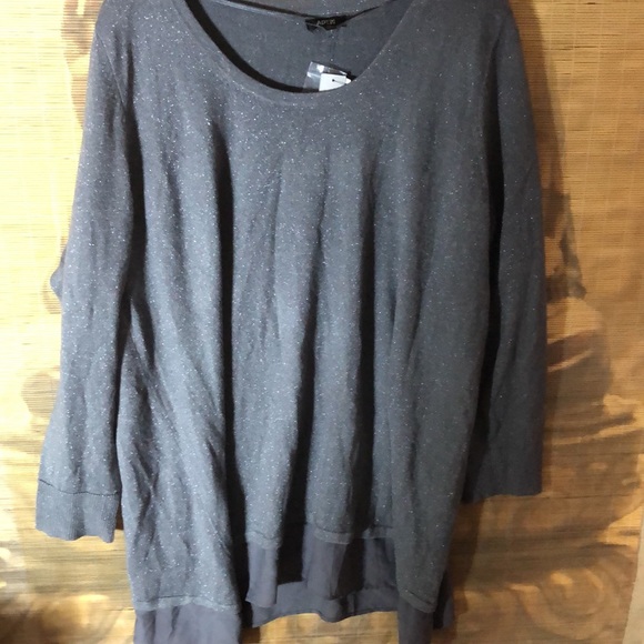 NEW Apt 9 Knit sweater shirt blouse metallic Side slits casual holiday 2X NWT - Picture 16 of 16